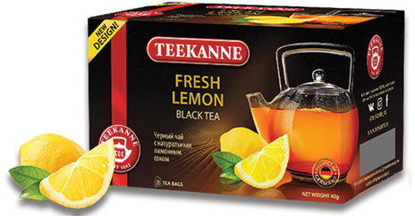 Чай TEEKANNE (Тиканне) "Fresh Lemon", черный, лимон, 20 пакетиков по 2 г, Германия, 0306_4555