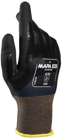 Перчатки текстильные MAPA Ultrane 525, нитриловое покрытие (облив), маслостойкие, размер 9 (L), черные