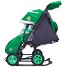 Санки-коляска SNOW GALAXY City-1-1 Серый Зайка на зелёном на больших надув колёсах+сумка+варежки