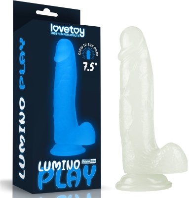 Прозрачный, светящийся в темноте фаллоимитатор Lumino Play Dildo - 19 см.