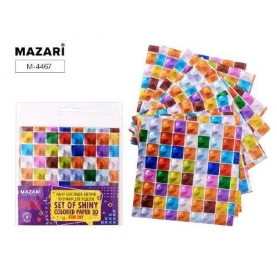 MAZARI Набор блестящей цветной 3D бумаги 15*15см, 9 листов M-4467