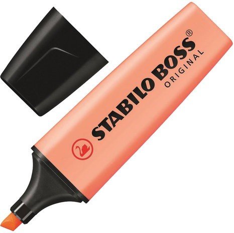 Текстмаркер STABILO "Boss Pastel", ПЕРСИКОВЫЙ, скошенный наконечник 2-5 мм
