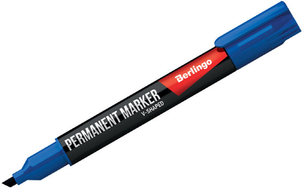 Маркер перманентный Berlingo "Multiline PE400", синий, скошенный, 0,5-4мм