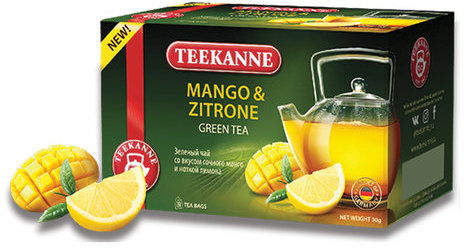 Чай TEEKANNE (Тиканне) "Mango&Zitrone", зеленый, манго/лимон, 20 пакетиков по 2 г, Германия, 0306_4535