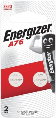 Батарейки ENERGIZER, A76 (G13, LR44), алкалиновые, КОМПЛЕКТ 2 шт., в блистере