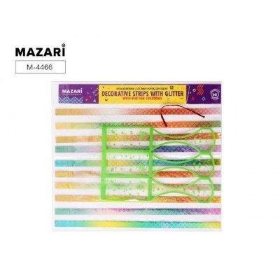 MAZARI Набор: Ленты декоративные с блёстками, 50шт, бумажные (яркие цвета) + коробочка д/поделок M-4466