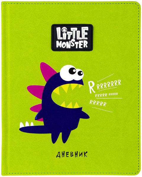 Дневник 1-11 кл. 48л. (твердый) "Little monster. Green", иск.кожа, ПВХ-аппликация тон. блок, ляссе