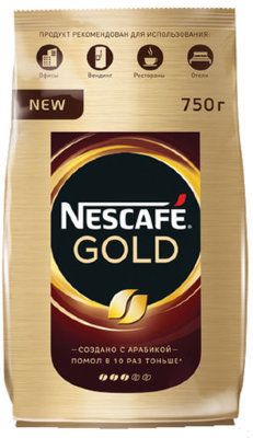 Кофе молотый в растворимом NESCAFE (Нескафе) "Gold", сублимированный, 750 г, мягкая упаковка, 12146905