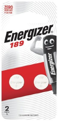 Батарейки ENERGIZER, 189 (G10, LR54), алкалиновые, КОМПЛЕКТ 2 шт., в блистере