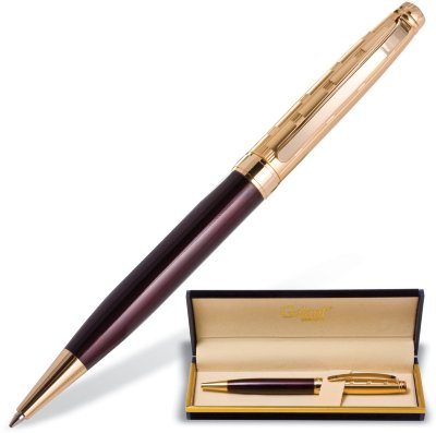 Ручка подарочная шариковая GALANT "Bremen", корпус бордовый с золотистым, золотистые детали, пишущий узел 0,7 мм, синяя