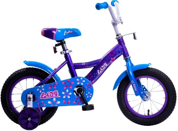 Детский велосипед, Navigator Lady, колеса 12", стальная рама, стальные обода, ножной тормоз, мягкое седло с пеной, полная пластиковая защита цепи, стр