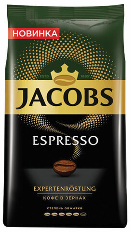 Кофе в зернах JACOBS "Espresso", 1000 г, вакуумная упаковка, 8051104