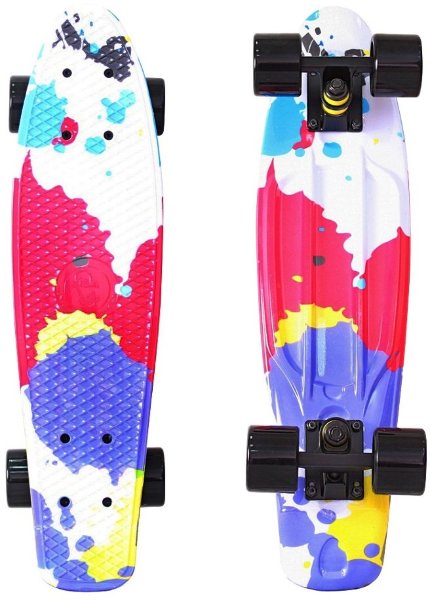 401G-Sp Скейтборд Y-SCOO Fishskateboard Print 22&" винил 56,6х15 с сумкой Splatter