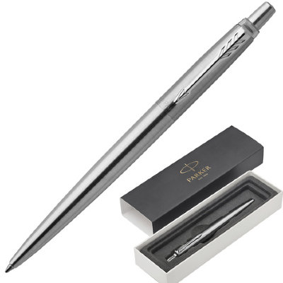 Ручка шариковая PARKER "Jotter Core Stainless Steel CT", корпус серебристый, хромированные детали, синяя, 1953170