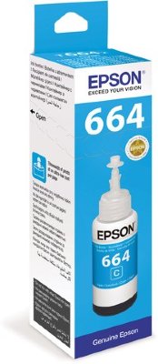 Чернила EPSON (C13T66424A) для СНПЧ Epson L100/L110/L200/L210/L300/L456/L550, голубые, оригинальные