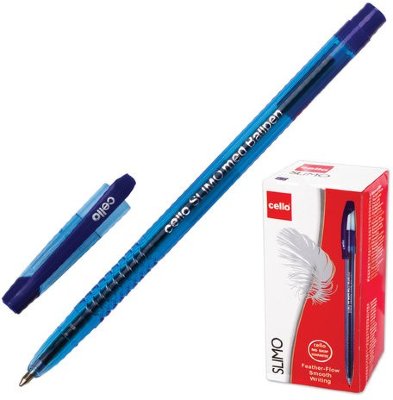 Ручка шариковая масляная CELLO "Slimo", СИНЯЯ, корпус тонированный синий, узел 1 мм, линия письма 0,8 мм