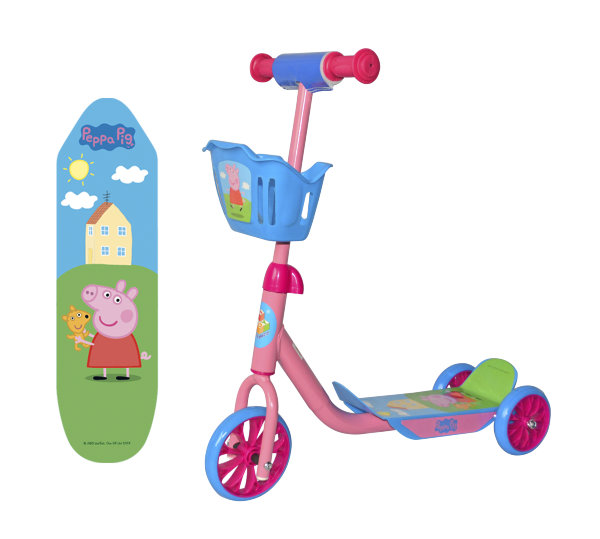 Самокат 1toy Peppa 3-хкол. ПВХ 6"/5", корзина, 1,45кг