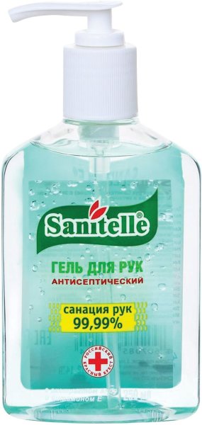 Гель для рук антисептический, 250 мл, SANITELLE (Санитель), "Алоэ", с витамином Е, дозатор