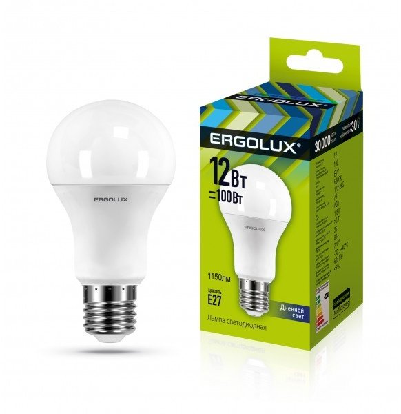 Светодиодная лампа Ergolux LED-A60-12W-E27-6K