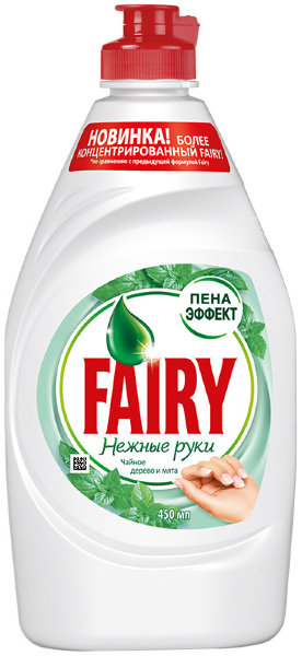 Средство для мытья посуды Fairy "Нежные руки. Чайное дерево и мята", 450мл