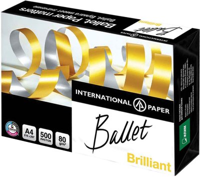 Бумага офисная А4, класс "A+", BALLET BRILLIANT, 80 г/м2, 500 л.,ColorLok, International Paper, белизна 168% (CIE)