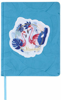 Дневник 1-11 класс 48 л., обложка кожзам твердая, аппликация, BRAUBERG, "Фламинго", 105485