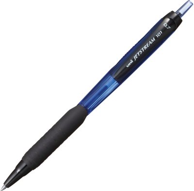 Ручка шариковая масляная автоматическая с грипом UNI "JetStream", СИНЯЯ, узел 0,7 мм, линия письма 0,35 мм