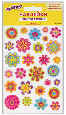 Наклейки зефирные "Цветы", перламутровые, 10х15 см, ЮНЛАНДИЯ, 661836