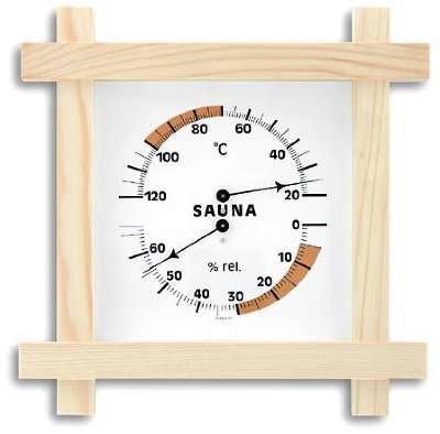 Аналоговый термогигрометр для сауны с деревянной рамой TFA 40.1008
