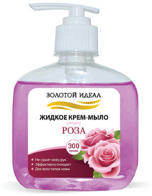 Мыло-крем жидкое 300мл ЗОЛОТОЙ ИДЕАЛ "Роза", дозатор, 606781