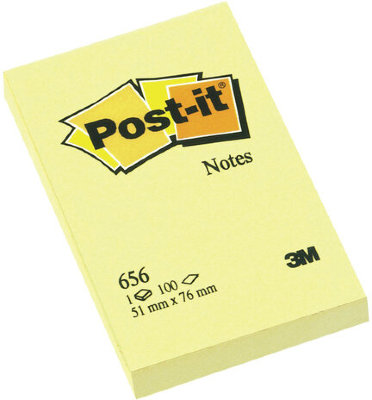 Блок самоклеящиеся (стикер) POST-IT ORIGINAL 51х76 мм, 100 л., желтый, 656