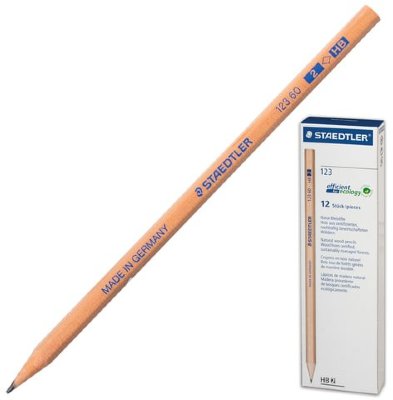 Карандаш чернографитный STAEDTLER, 1 шт., НВ, без резинки, некрашеный корпус, заточенный