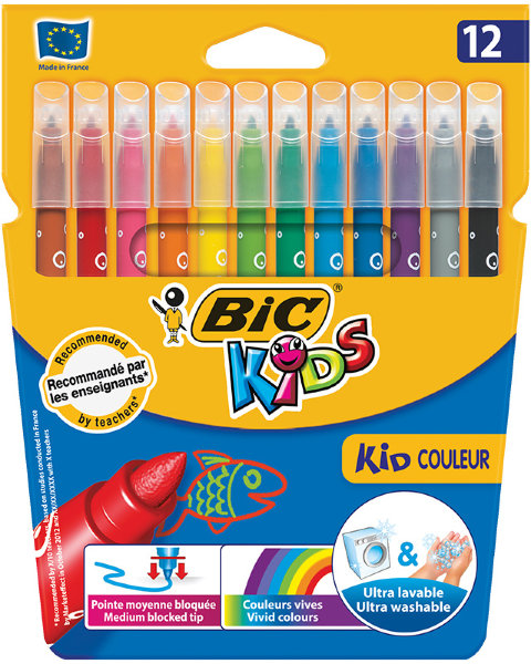 Фломастеры Bic "Kid Couleur", 12цв., картон, европодвес