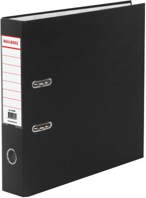 Папка-регистратор BRAUBERG с покрытием из ПВХ, 70 мм, черная (удвоенный срок службы)