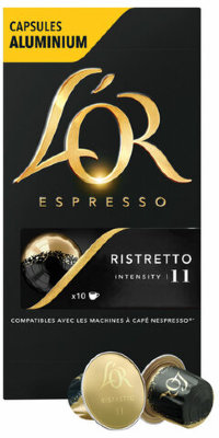Кофе в алюминиевых капсулах L'OR "Espresso Ristretto" для кофемашин Nespresso, 10 шт. х 52 г, 4028609