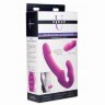 Розовый безремневой страпон с вибрацией Evoke Rechargeable Vibrating Strap On - 24,7 см.