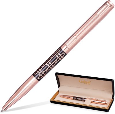 Ручка подарочная шариковая GALANT "Interlaken", корпус золотистый с черным, золотистые детали, пишущий узел 0,7 мм, синяя