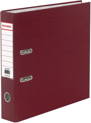 Папка-регистратор BRAUBERG с покрытием из ПВХ, 70 мм, бордовая (удвоенный срок службы)