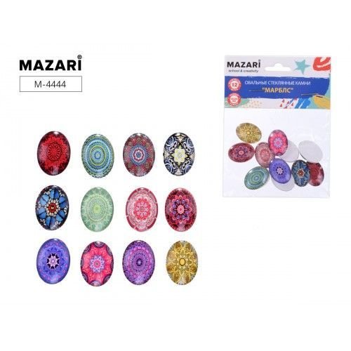 MAZARI Декор Стеклянные камни 12шт, овальные, 15*20мм, самоклеящиеся M-4444