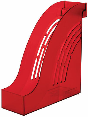 Лоток вертикальный для бумаг BRAUBERG "Office", 255х95х290 мм, тонированный красный, 237233