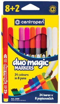 Фломастеры CENTROPEN "Duomagic", 8 цветов + 2 изменяющих цвет, ширина линии 2-3 мм, перекрашиваемые