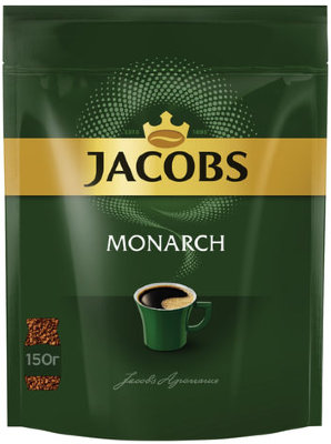 Кофе растворимый JACOBS MONARCH сублимированный, 150 г, мягкая упаковка, 34277