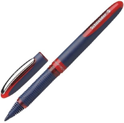 Ручка-роллер SCHNEIDER "One Business", КРАСНАЯ, корпус темно-синий, узел 0,8 мм, линия письма 0,6 мм
