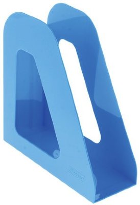 Лоток вертикальный для бумаг СТАММ "Фаворит" (235х240 мм), ширина 90 мм, голубой