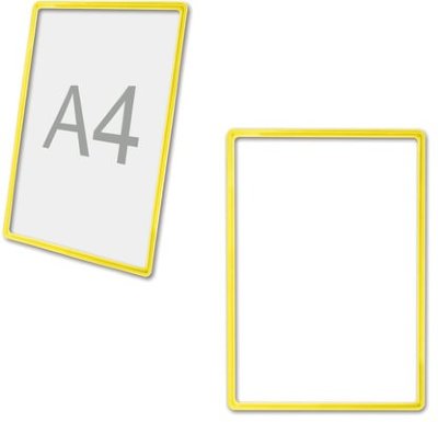 Рамка POS для ценников, рекламы и объявлений А4, желтая, без защитного экрана