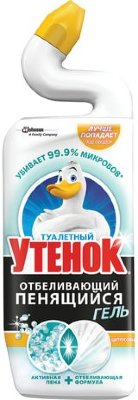 Средство для уборки туалета 750 мл, ТУАЛЕТНЫЙ УТЕНОК, отбеливающий пенящийся гель, "Цитрус"