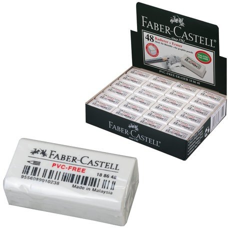 Резинка стирательная FABER-CASTELL "PVC Free", прямоугольная, 31x16x11 мм, белая