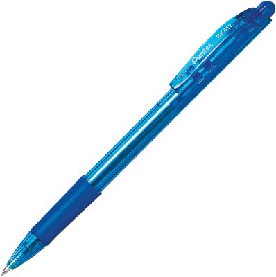 Ручка шариковая масляная автоматическая с грипом PENTEL "Fine Line", СИНЯЯ, линия письма 0,27 мм