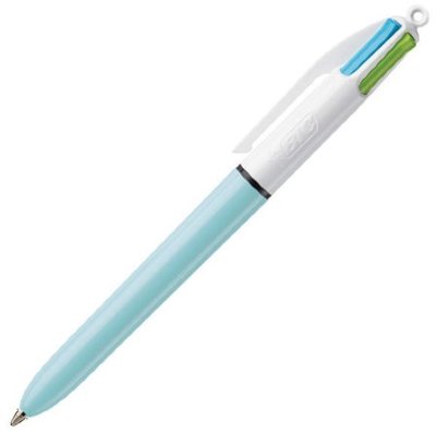 Ручка шариковая автоматическая BIC "4 Colours", 4 цвета (голубой,фиолетовый, розовый, салатовый), узел 1 мм, линия письма 0,32 мм