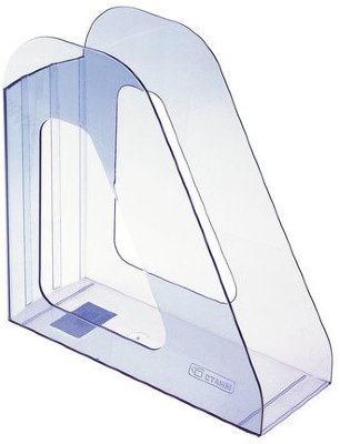 Лоток вертикальный для бумаг СТАММ "Фаворит" (235х240 мм), ширина 90 мм, тонированный голубой